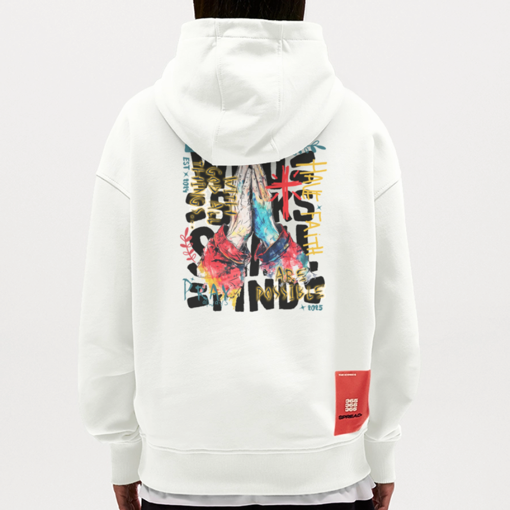 Therondir, Beten, 1st | Heavyweight Oversized Bio Hoodie, Unisex - OFF WHITE