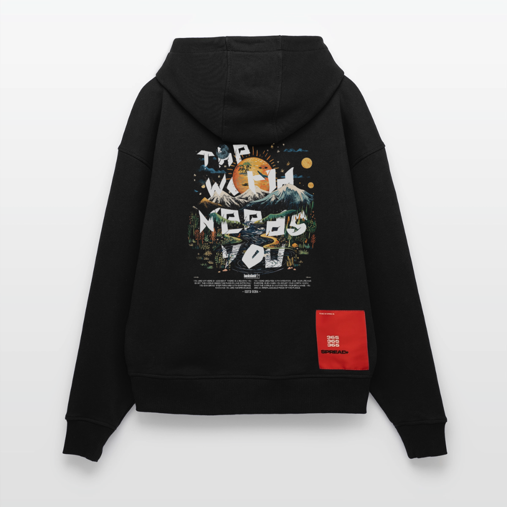 Ereshkigal, Berge, 1st | Heavyweight Oversized Bio Hoodie, Unisex - SOLID BLACK