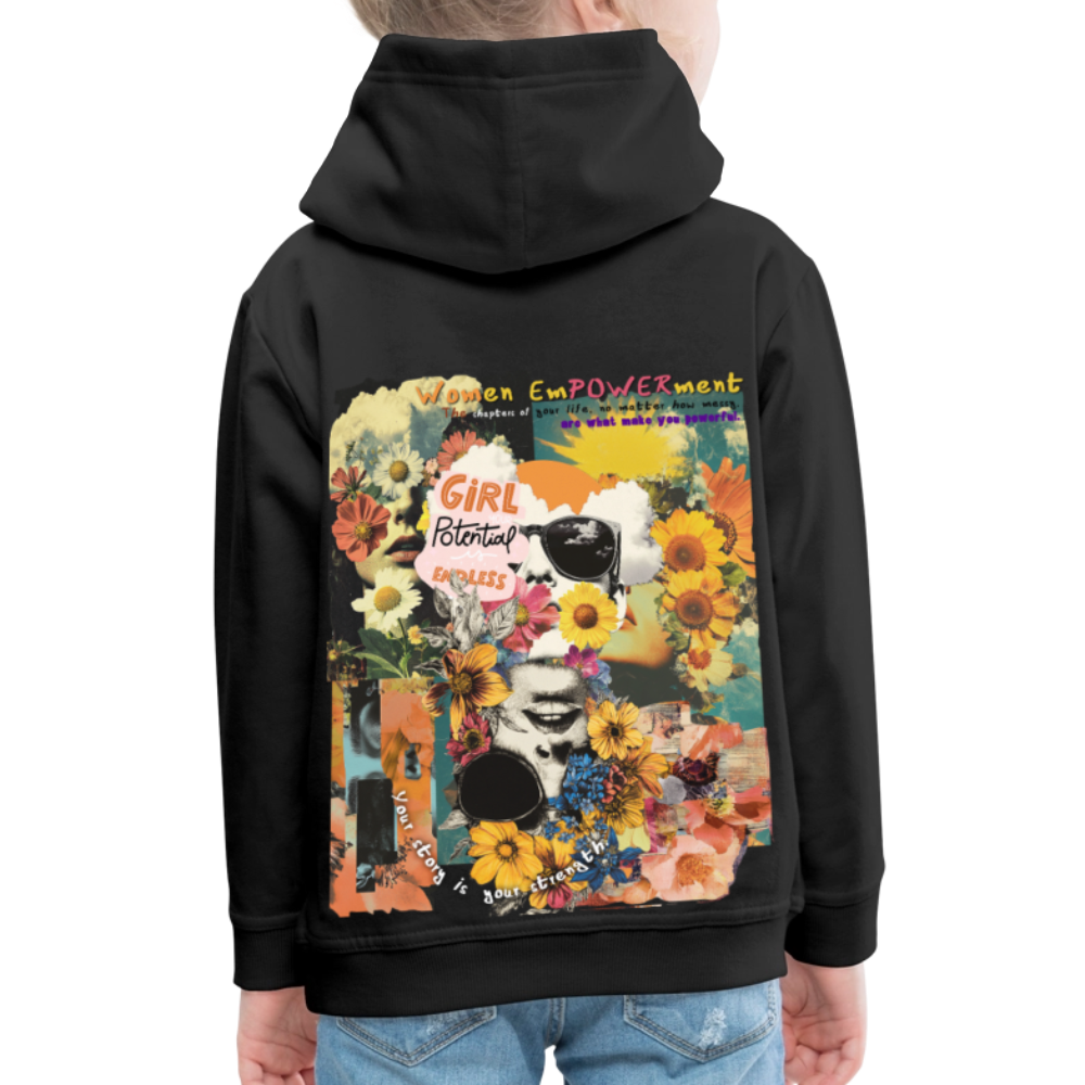 Vaelthar, Blumen, 1st | Kinder Hoodie - Schwarz