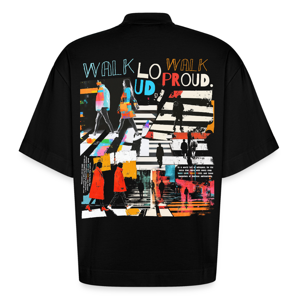 Anankean, Zebrastreifen, 1st | Boxy, Heavyweight Bio T-Shirt, Unisex - SOLID BLACK