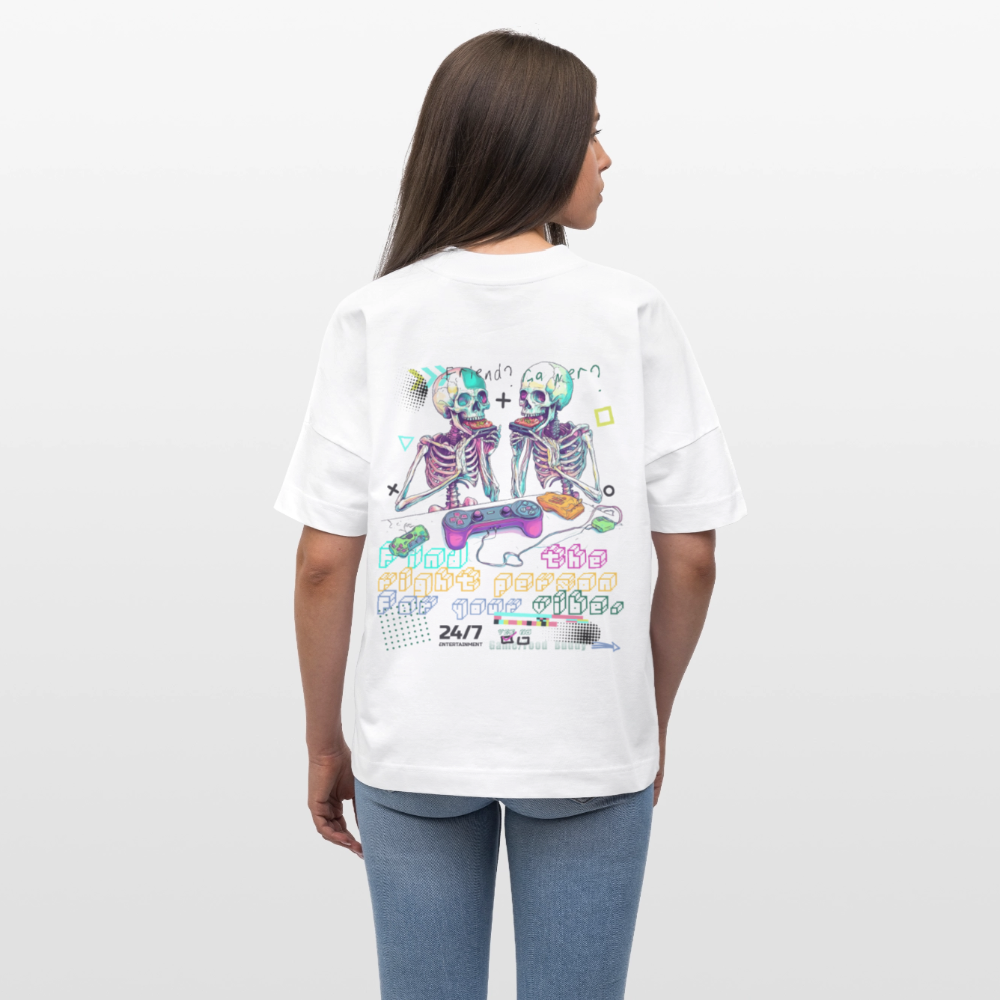 Malakar, Gaming, 1st | Blaster, Oversize Bio T-Shirt, Unisex - Weiß