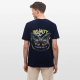 Harith, Schmetterling, 1st | Essential, Relaxed Fit Unisex Bio T-Shirt - Navy