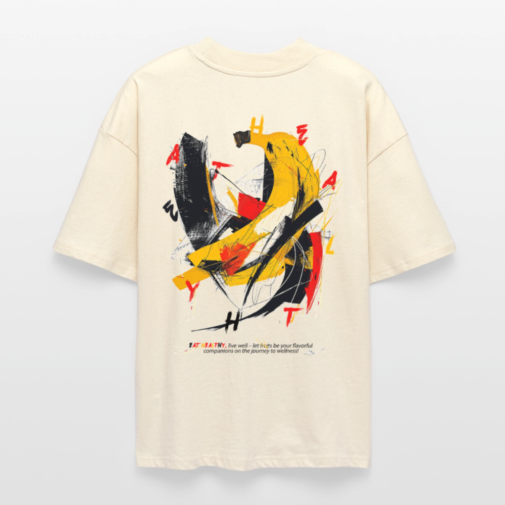 Quasaris, Banane, 1st | Blaster, Oversize Bio T-Shirt, Unisex - Weißgrau