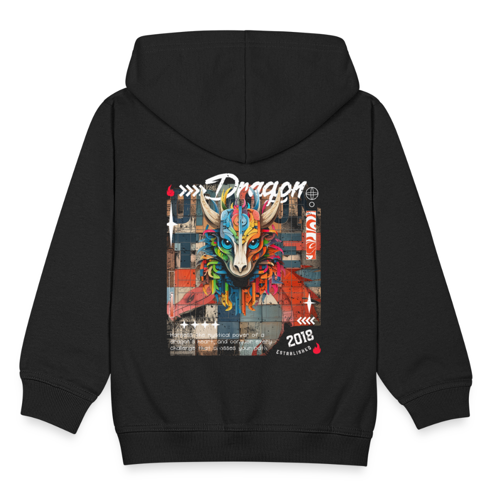 Nezha, Drache, 1st | Kinder Zip Hoodie - Schwarz