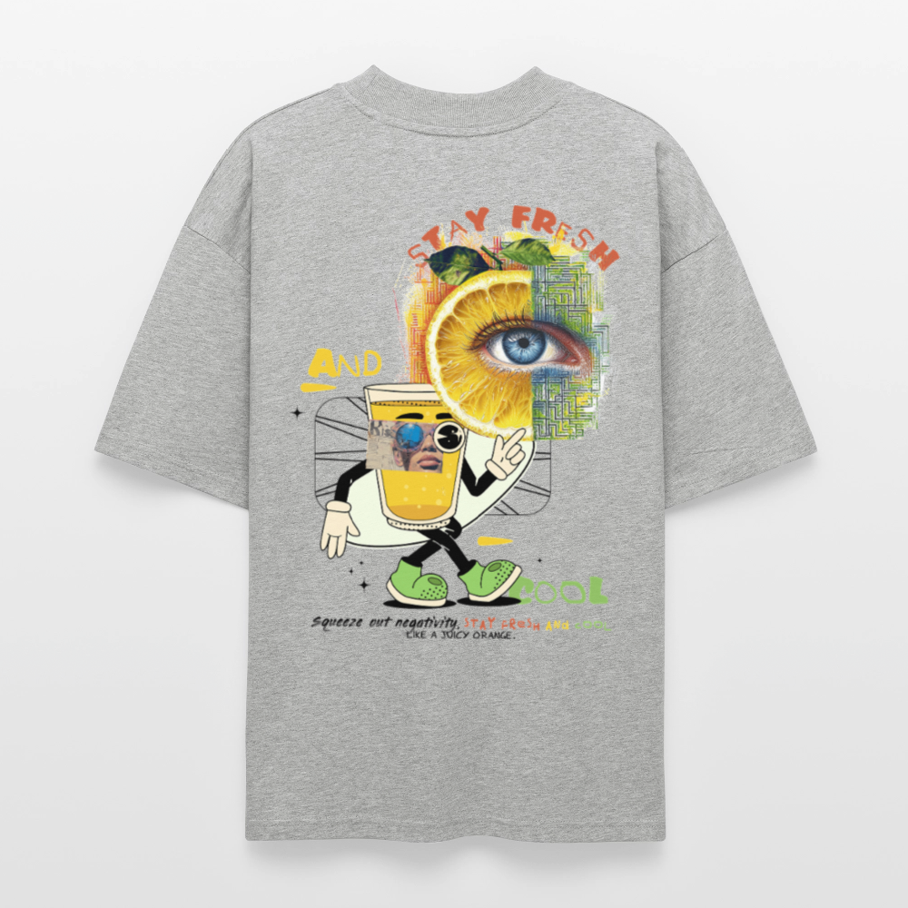 Neptaros, Zitrone, 1st | Blaster, Oversize Bio T-Shirt, Unisex - Grau meliert