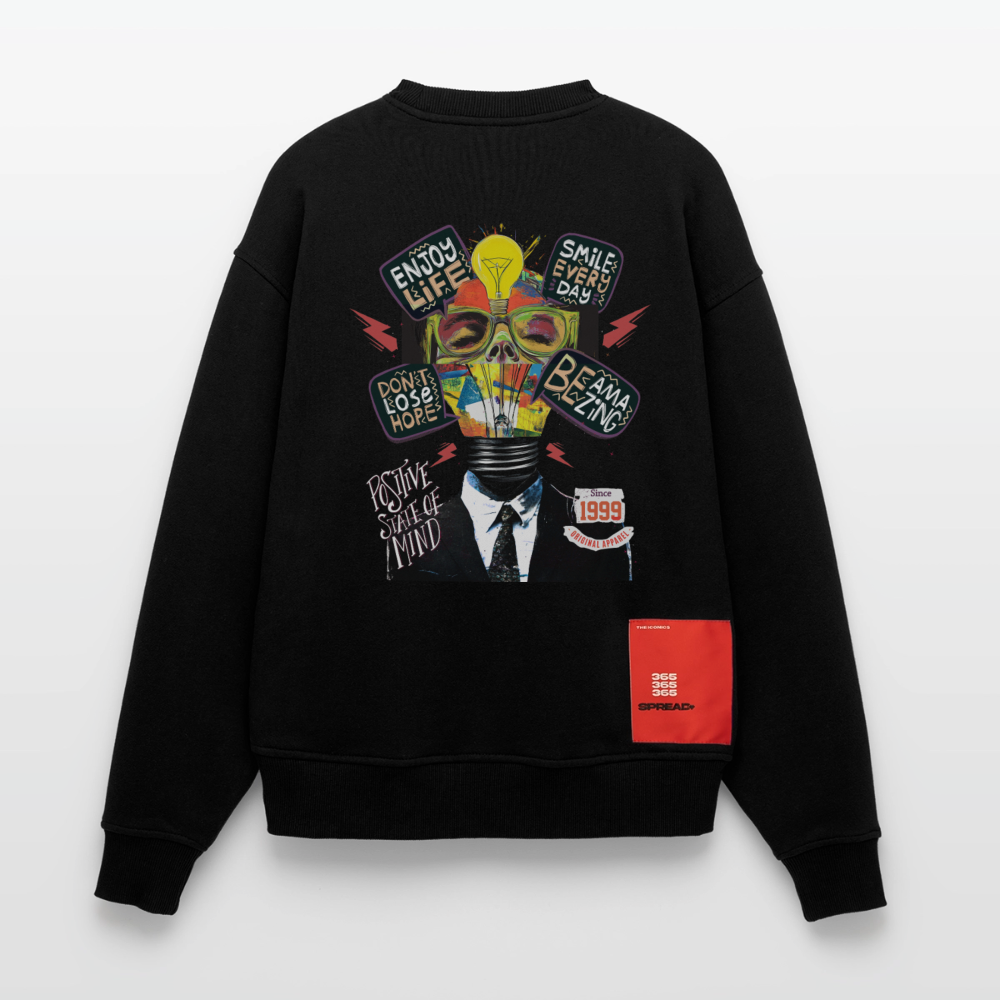 Dandan, Glühbirne, 1st | Heavyweight Oversized Bio Sweater, Unisex - SOLID BLACK