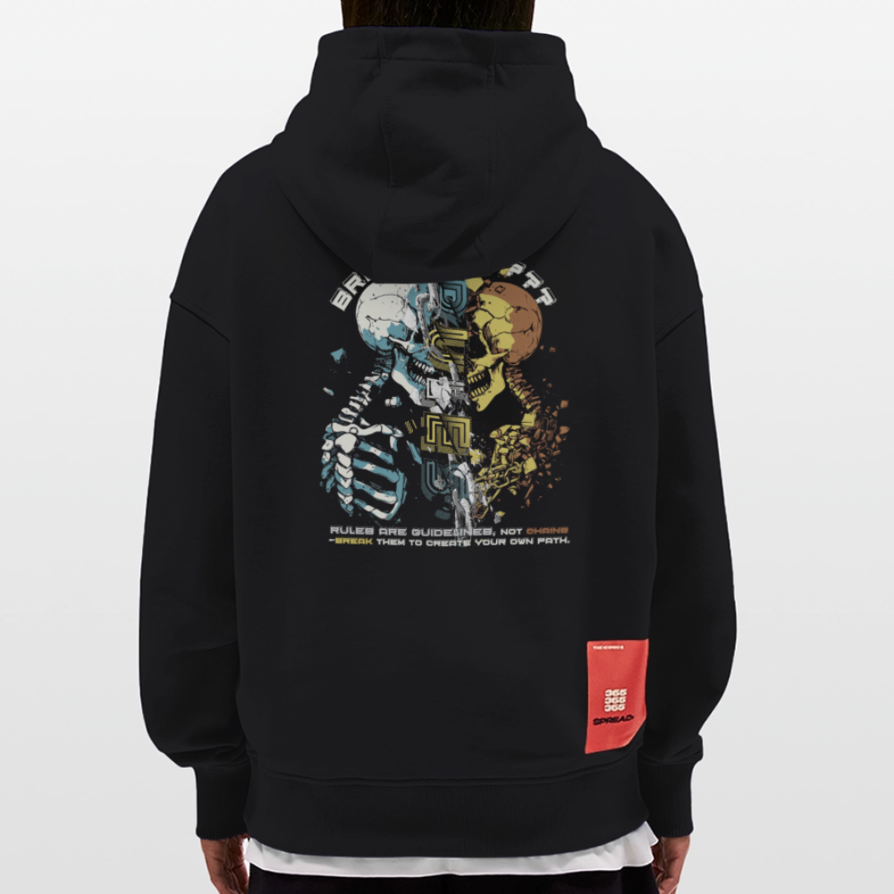 Fujin, Totenkopf, 1st | Heavyweight Oversized Bio Hoodie, Unisex - SOLID BLACK