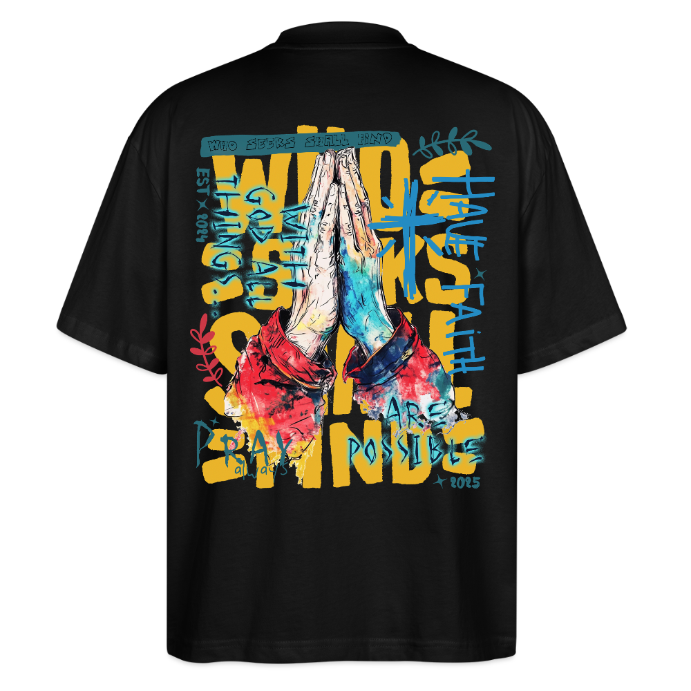 Perseus, Beten, 1st | Blaster, Oversize Bio T-Shirt, Unisex - Schwarz