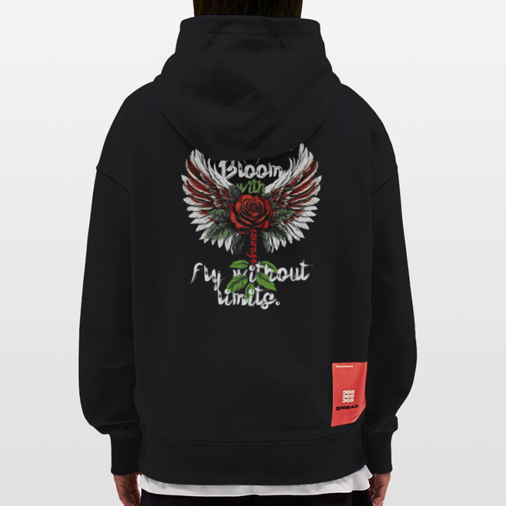 Amaterasu , Engelsflügel, 1st | Heavyweight Oversized Bio Hoodie, Unisex - SOLID BLACK
