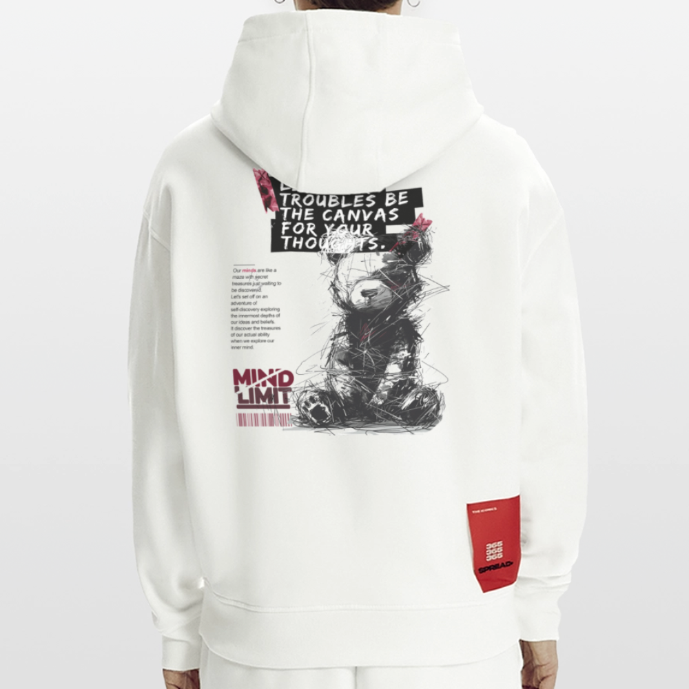 Zentharis, Bär, 1st | Heavyweight Oversized Bio Hoodie, Unisex - OFF WHITE