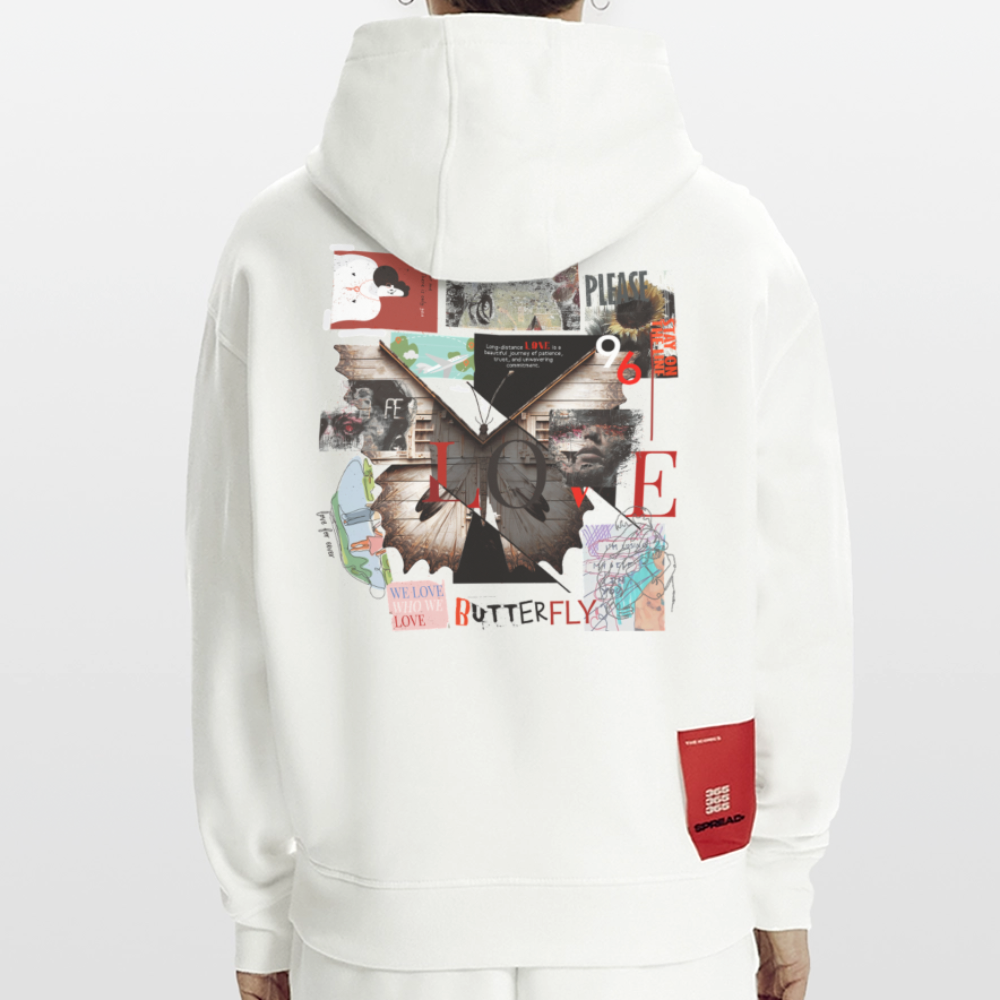 Zentharior, Schmetterling, 1st | Heavyweight Oversized Bio Hoodie, Unisex - OFF WHITE