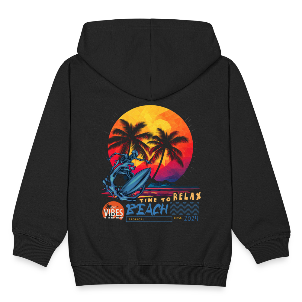 Eryan, Surfen, 1st | Kinder Zip Hoodie - Schwarz