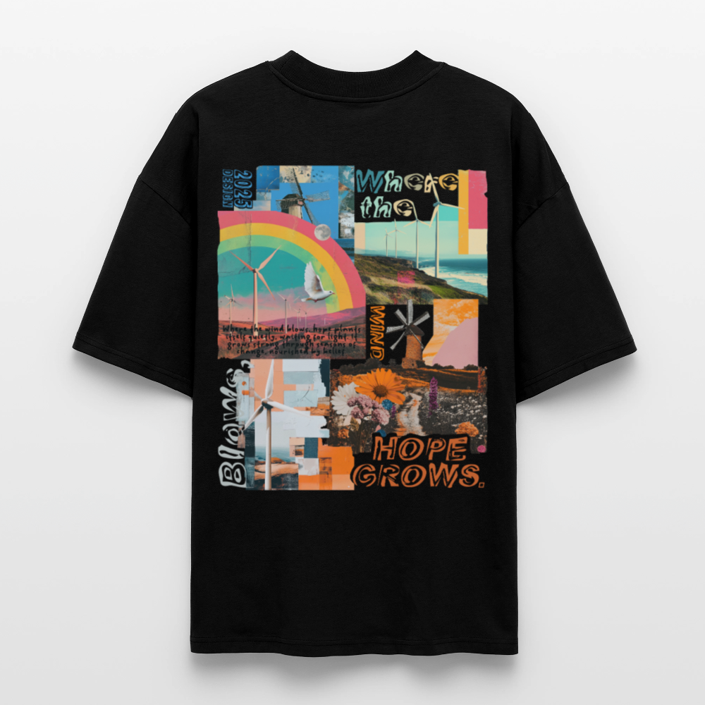 Nyxaris, Windmühle, 1st | Blaster, Oversize Bio T-Shirt, Unisex - Schwarz