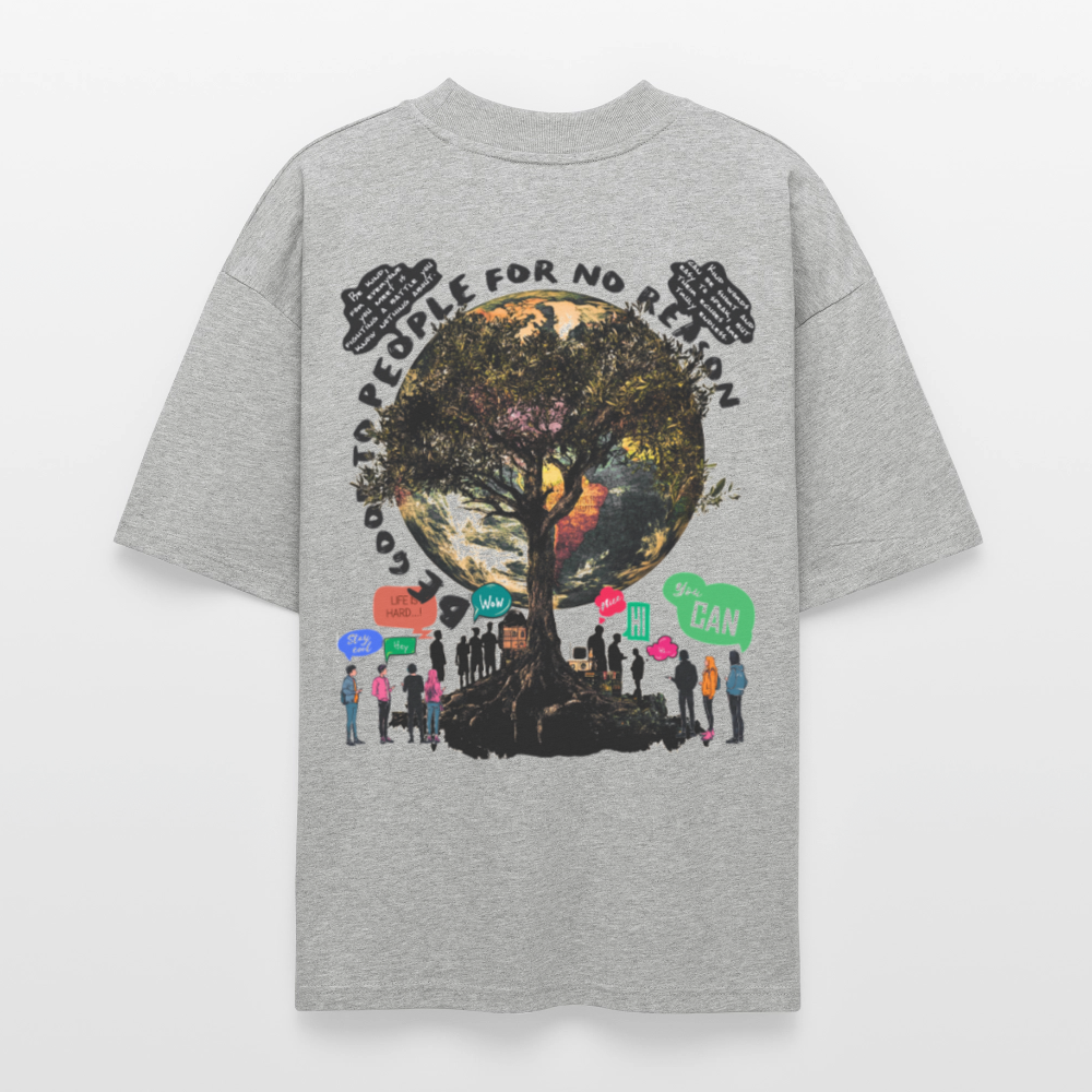 Thalvion, Baum, 1st | Blaster, Oversize Bio T-Shirt, Unisex - Grau meliert