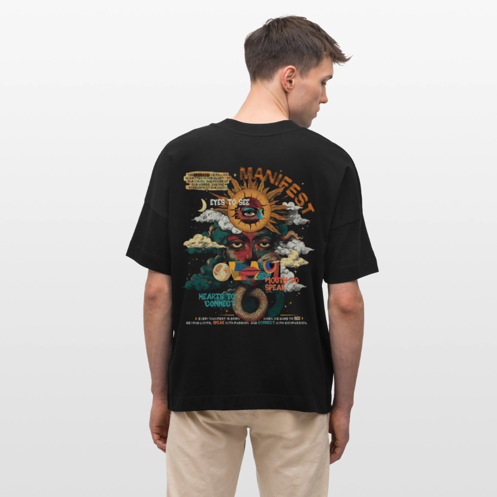 Ruqayya, Sonne, 1st | Blaster, Oversize Bio T-Shirt, Unisex - Schwarz