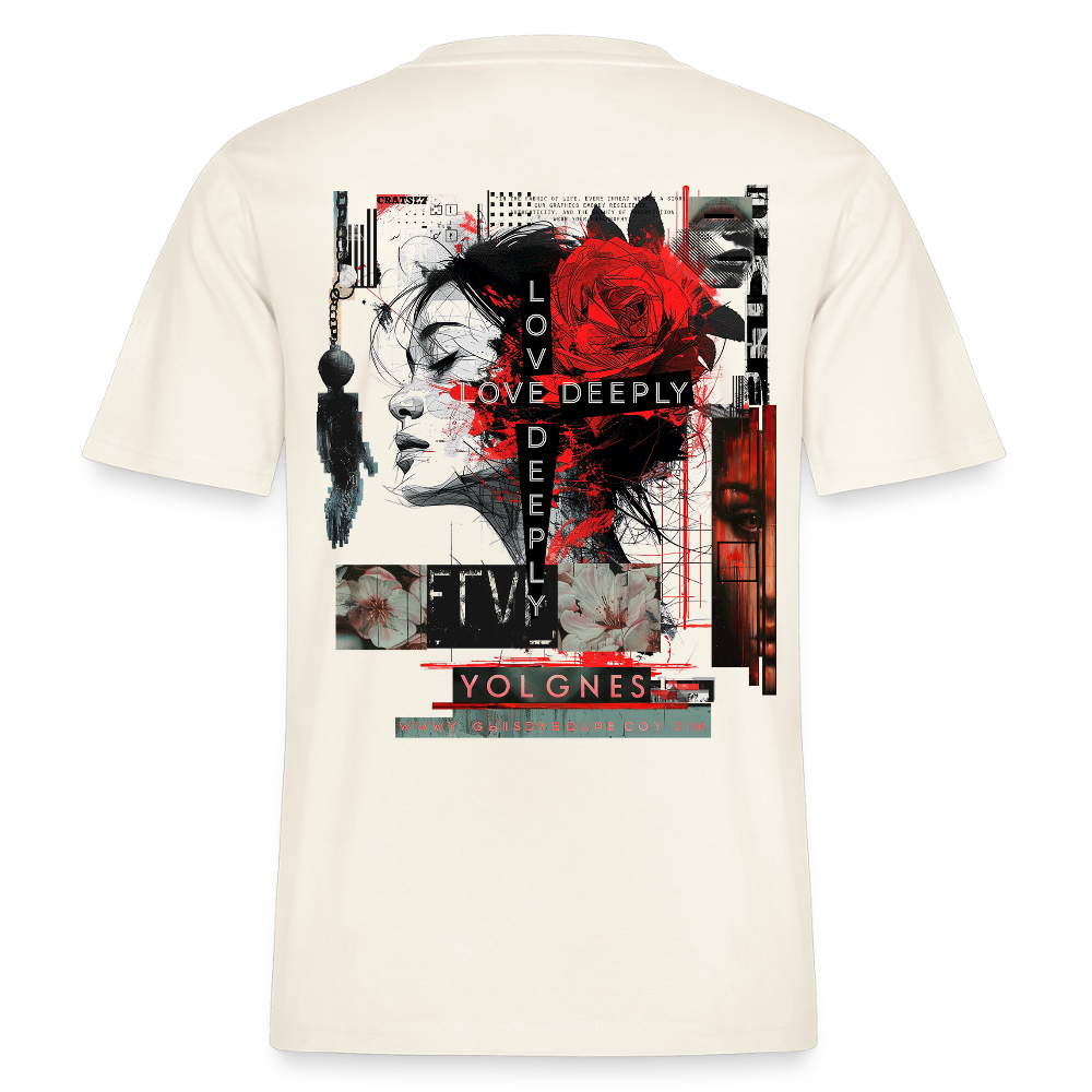 Dracorius, Liebe, 1st | Essential, Relaxed Fit Unisex Bio T-Shirt - Naturweiß 