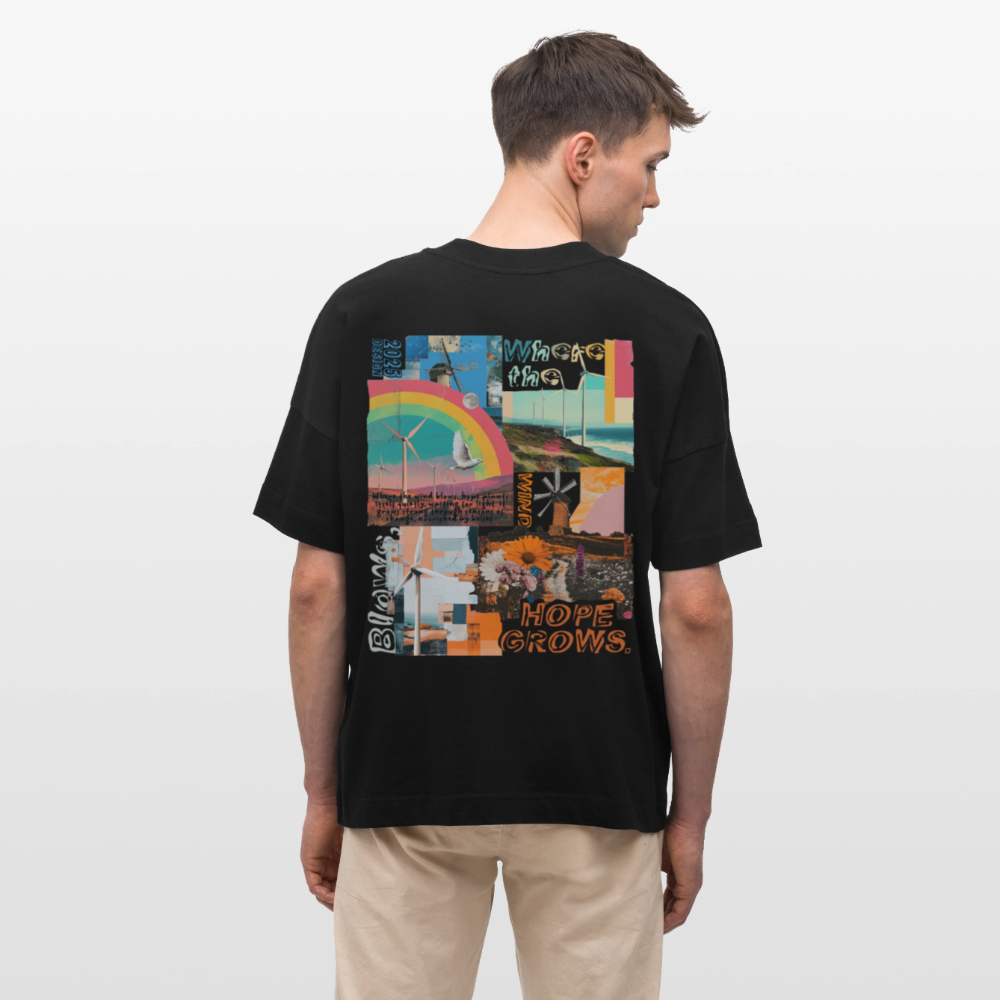Nyxaris, Windmühle, 1st | Blaster, Oversize Bio T-Shirt, Unisex - Schwarz