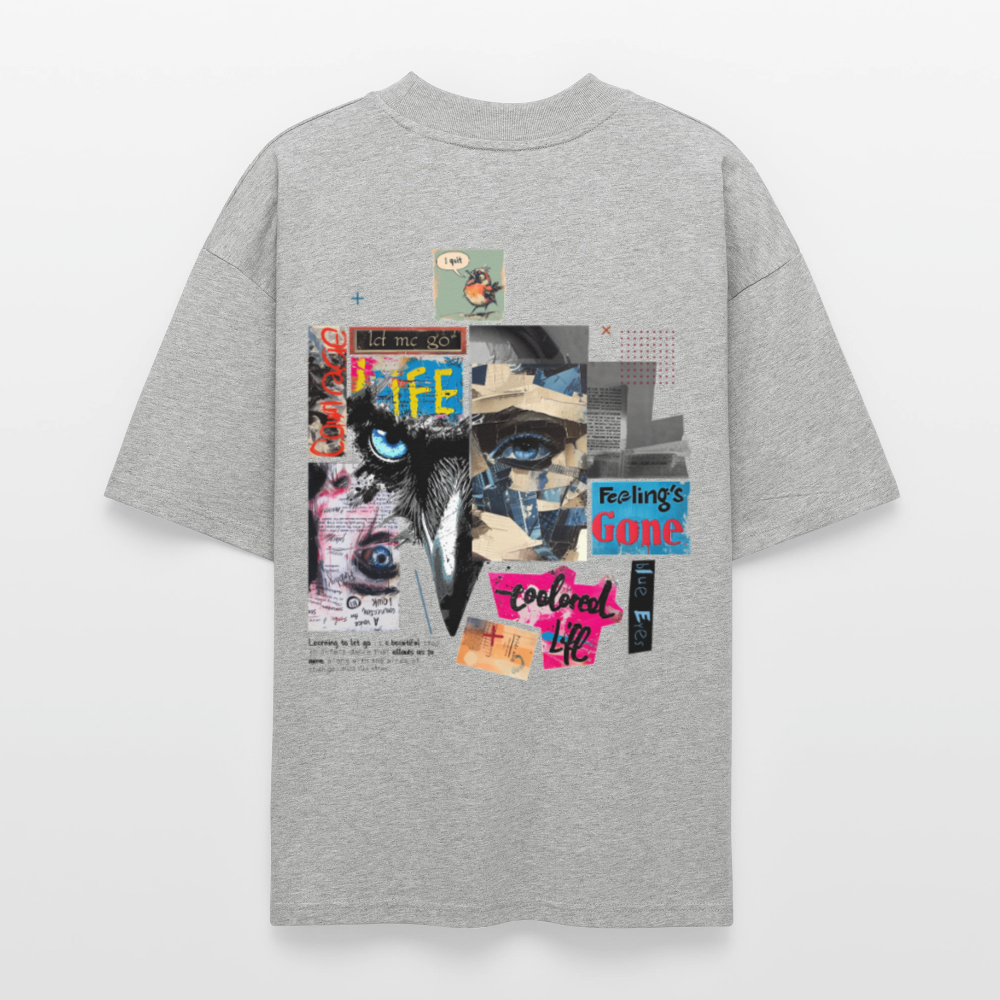Saturnion, Raabe, 1st | Blaster, Oversize Bio T-Shirt, Unisex - Grau meliert