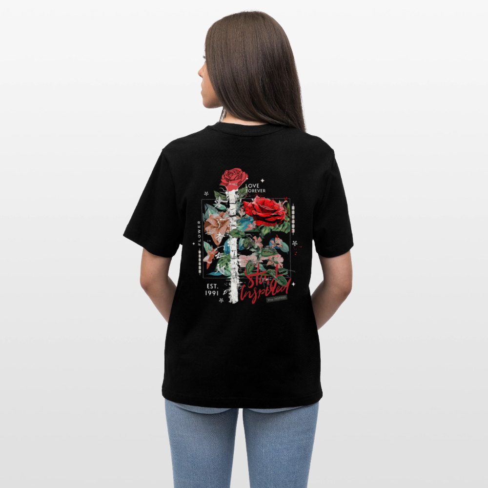 Loreley, Rose, 1st | Essential, Relaxed Fit Unisex Bio T-Shirt - Schwarz