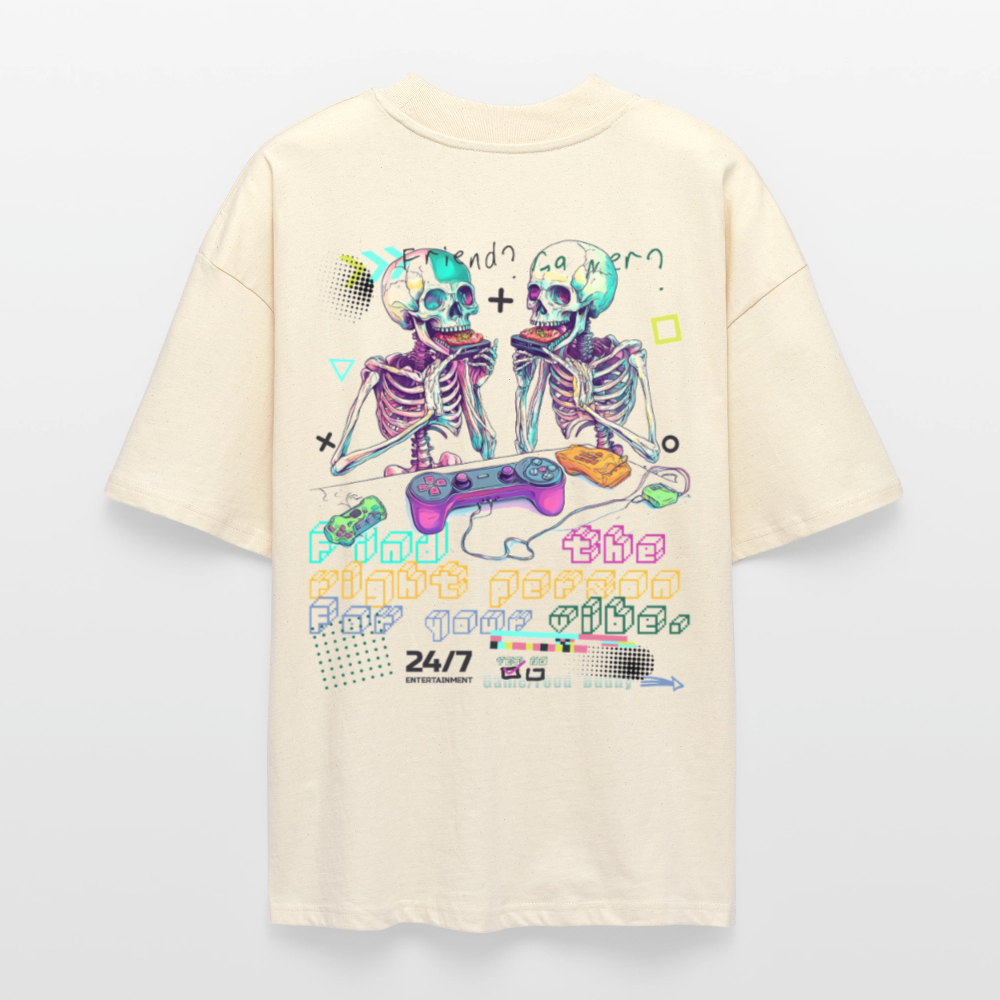 Malakar, Gaming, 1st | Blaster, Oversize Bio T-Shirt, Unisex - Weißgrau