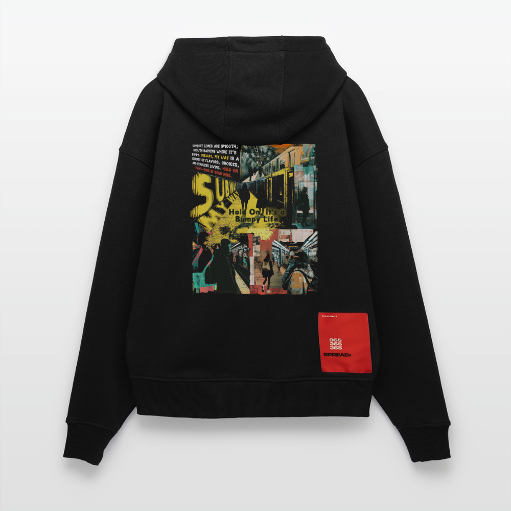 Dionyson, U-Bahn, 1st | Heavyweight Oversized Bio Hoodie, Unisex - SOLID BLACK
