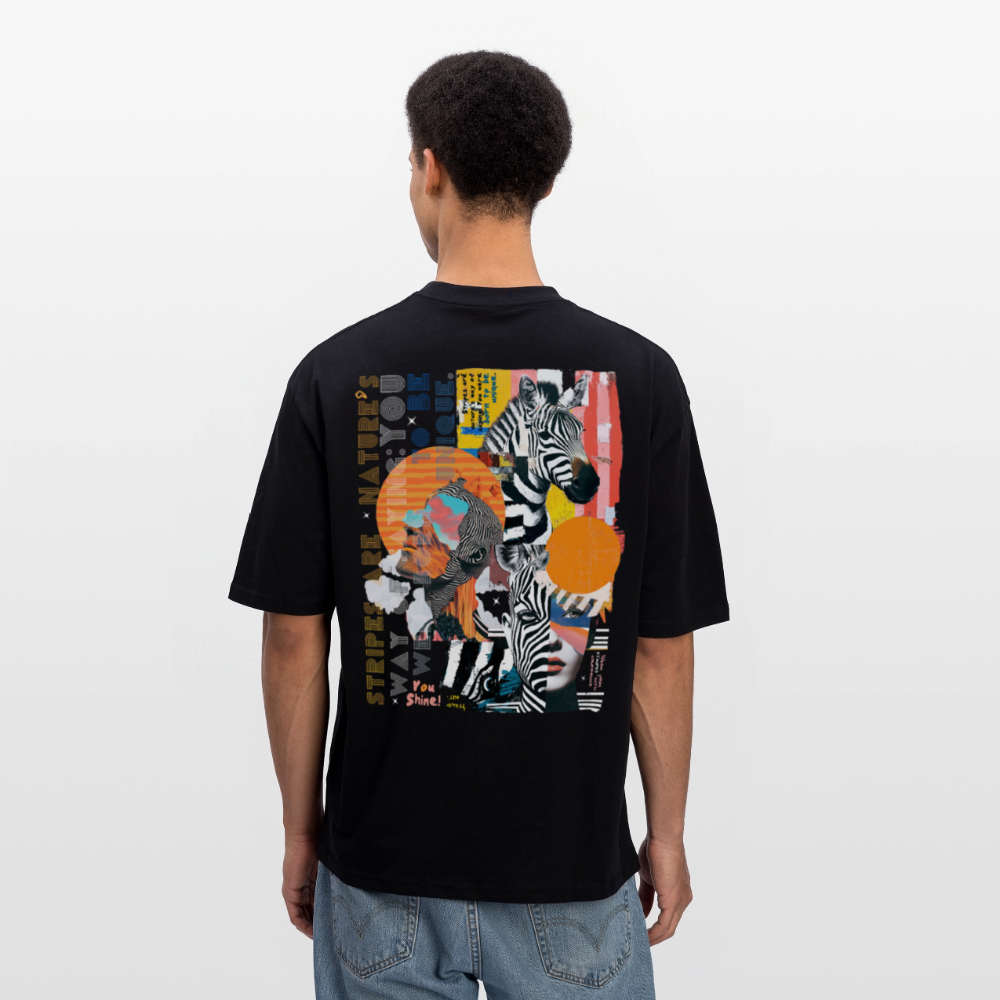 Aresia, Zebra, 1st | Breezy, Oversized Unisex T-Shirt - Schwarz