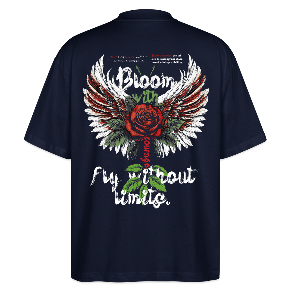 Amaterasu , Engelsflügel, 1st | Blaster, Oversize Bio T-Shirt, Unisex - Navy