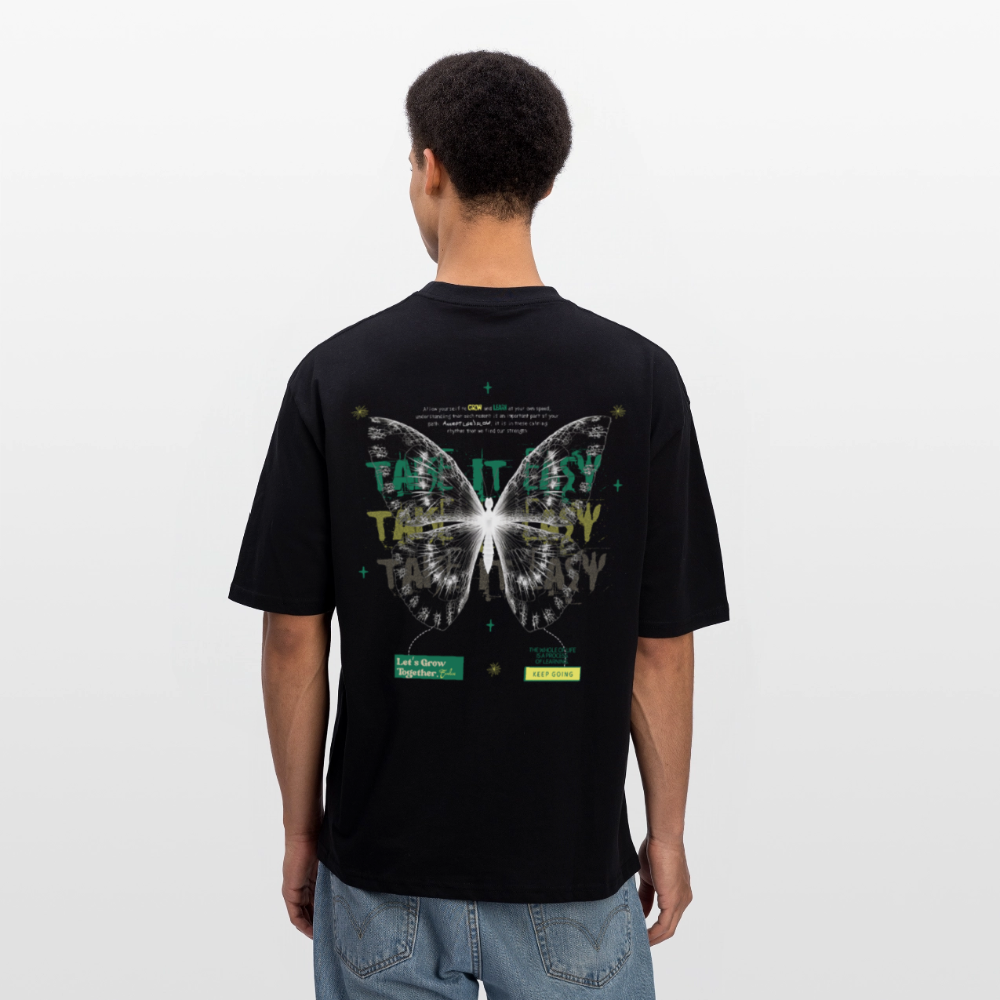 Hesinkar, Schmetterling, 1st | Breezy, Oversized Unisex T-Shirt - Schwarz
