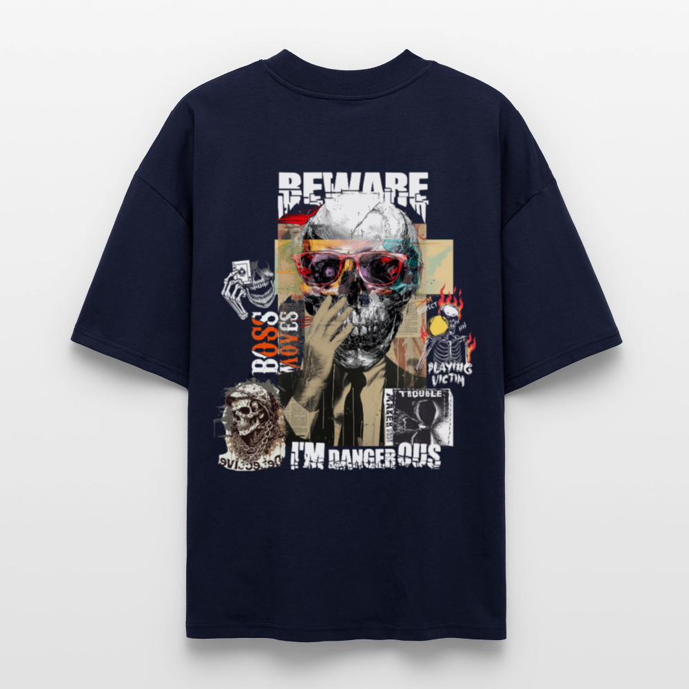 Saxnot, Totenkopf, 1st | Blaster, Oversize Bio T-Shirt, Unisex - Navy