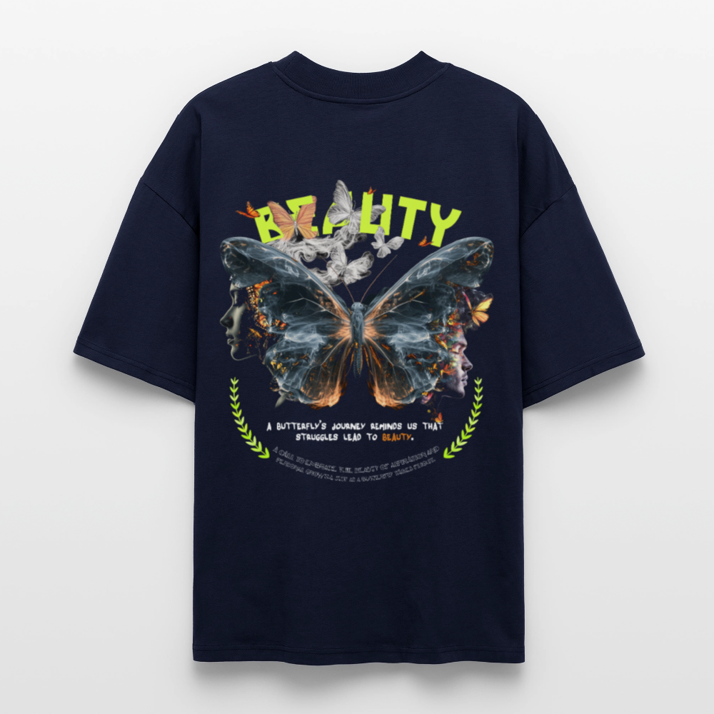 Harith, Schmetterling, 1st | Blaster, Oversize Bio T-Shirt, Unisex - Navy