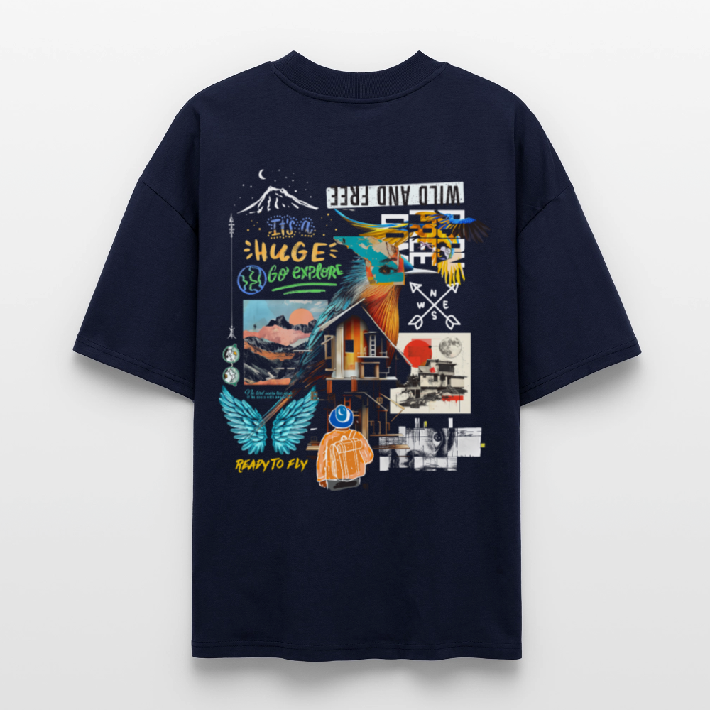 Nüwa, Wandern, 1st | Blaster, Oversize Bio T-Shirt, Unisex - Navy