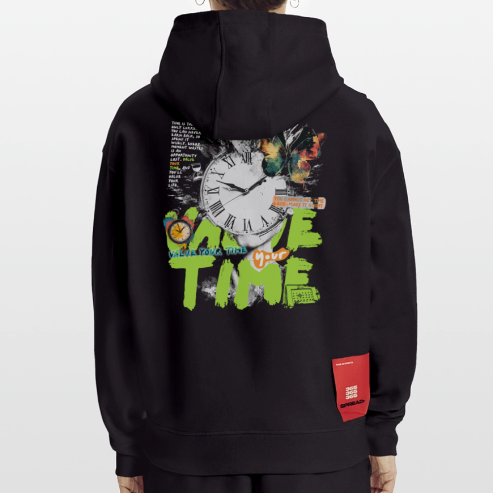 Ifrit, Uhr, 1st | Heavyweight Oversized Bio Hoodie, Unisex - SOLID BLACK