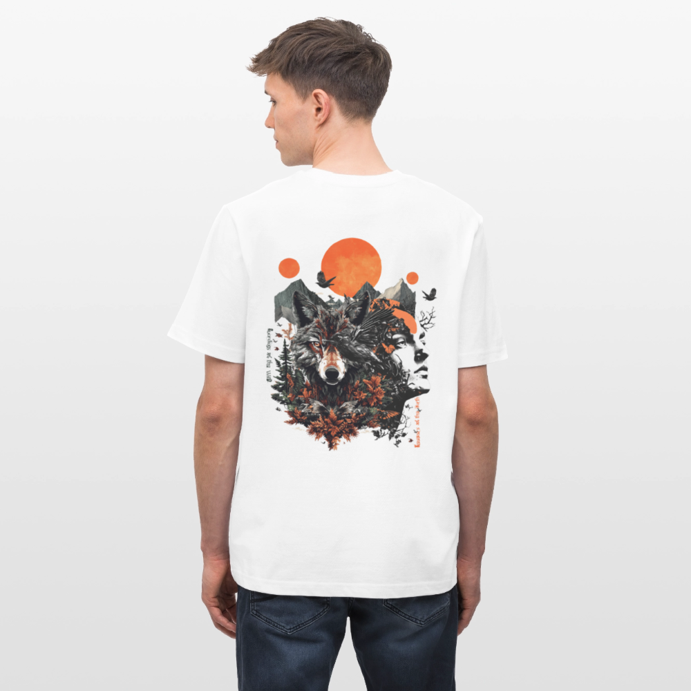 Vaermundis, Wolf, 1st | Essential, Relaxed Fit Unisex Bio T-Shirt - Weiß