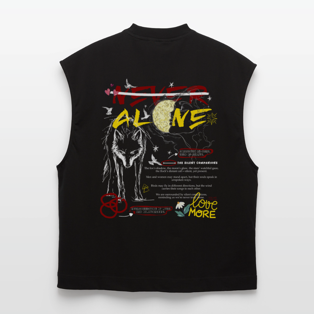 Diony, Wolf, 1st | Heavyweight Oversized Bio Tank Top, Unisex - SOLID BLACK