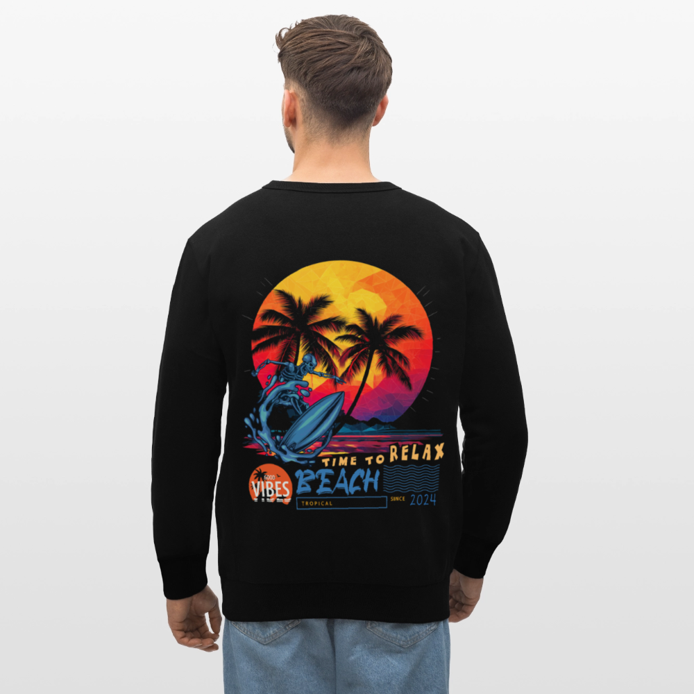 Eryan, Surfen, 1st | Roller, Unisex Bio-Sweatshirt - Schwarz