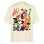 Xerathis, Obst, 1st | Blaster, Oversize Bio T-Shirt, Unisex - Weißgrau