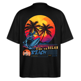 Eryan, Surfen, 1st | Blaster, Oversize Bio T-Shirt, Unisex - Schwarz
