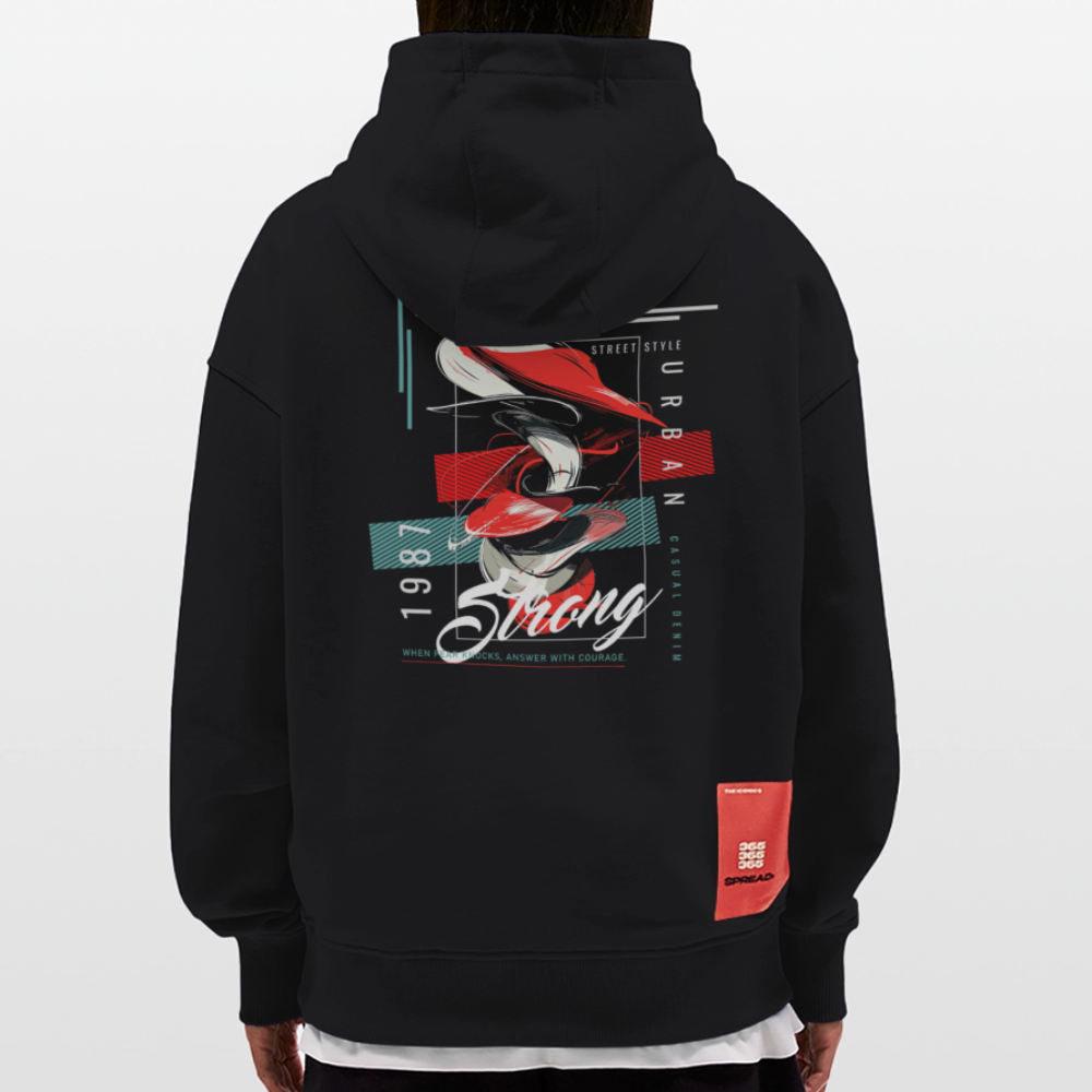 Guanyin, Muschel, 1st | Heavyweight Oversized Bio Hoodie, Unisex - SOLID BLACK