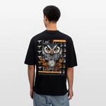Marid, Eule, 1st | Breezy, Oversized Unisex T-Shirt - Schwarz