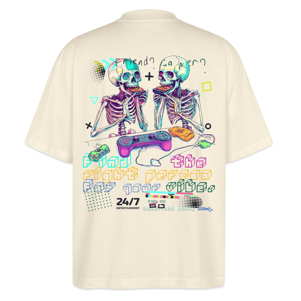 Malakar, Gaming, 1st | Blaster, Oversize Bio T-Shirt, Unisex - Weißgrau