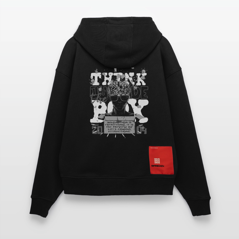 Nyxan, Gehirn, 1st | Heavyweight Oversized Bio Hoodie, Unisex - SOLID BLACK
