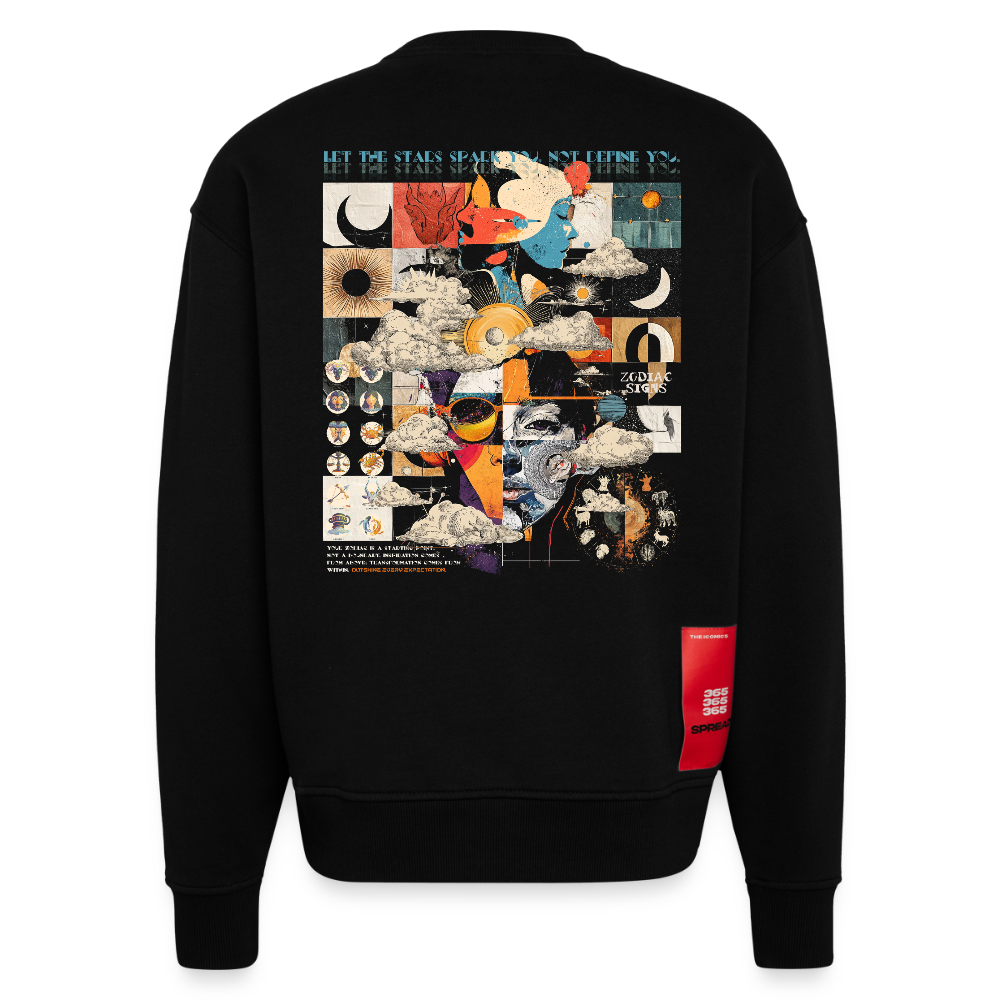 Hekatean, Sternzeichen, 1st | Heavyweight Oversized Bio Sweater, Unisex - SOLID BLACK