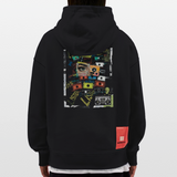 Shahzada, Kassetten, 1st | Heavyweight Oversized Bio Hoodie, Unisex - SOLID BLACK