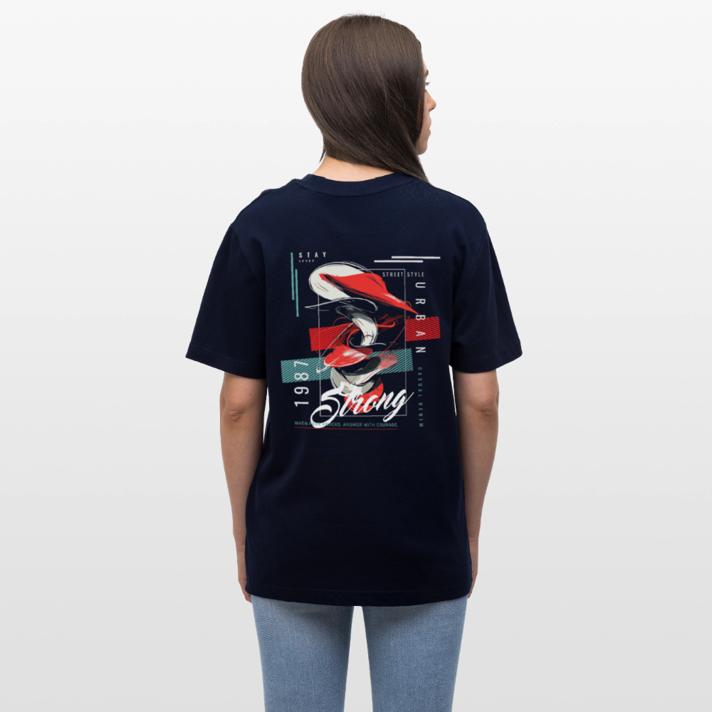 Guanyin, Muschel, 1st | Essential, Relaxed Fit Unisex Bio T-Shirt - Navy