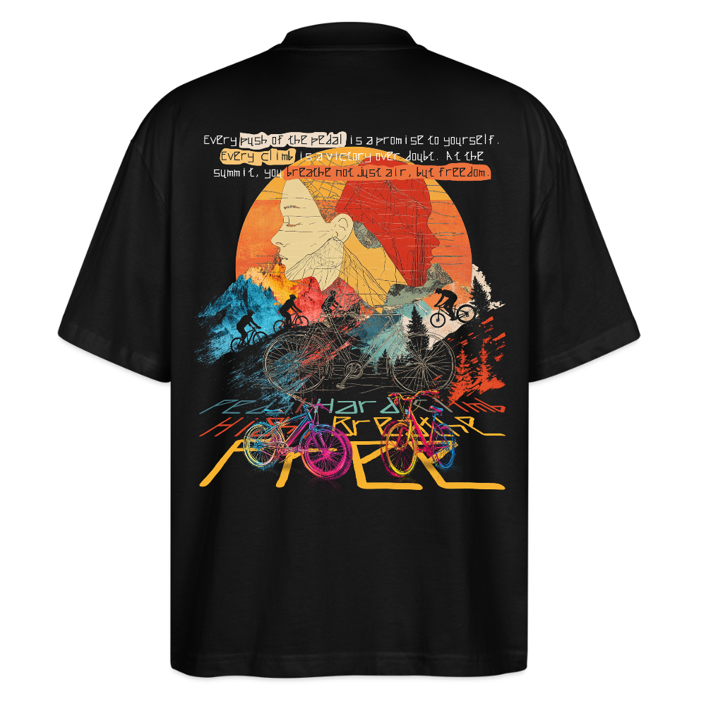 Panos, Fahrrad, 1st | Blaster, Oversize Bio T-Shirt, Unisex - Schwarz