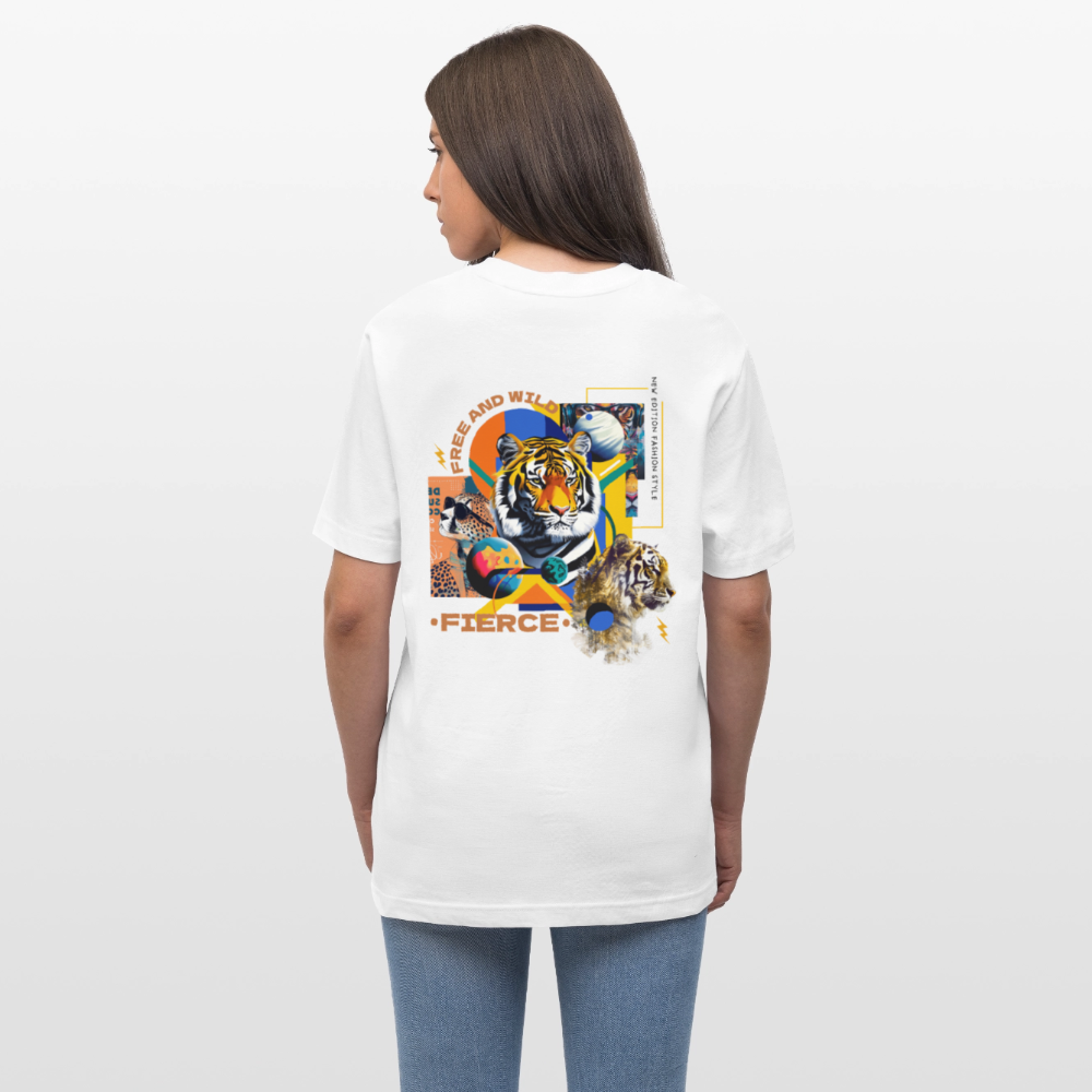 Kepleris, Tiger, 1st | Essential, Relaxed Fit Unisex Bio T-Shirt - Weiß