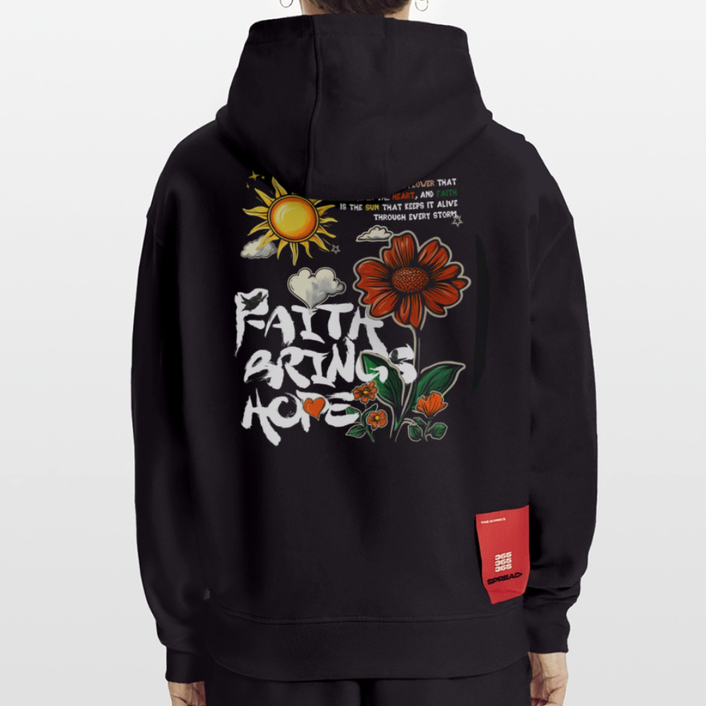 Odin , Blume, 1st | Heavyweight Oversized Bio Hoodie, Unisex - SOLID BLACK