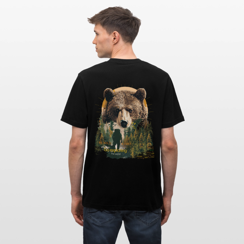 Ghadab, Bär, 1st | Essential, Relaxed Fit Unisex Bio T-Shirt - Schwarz