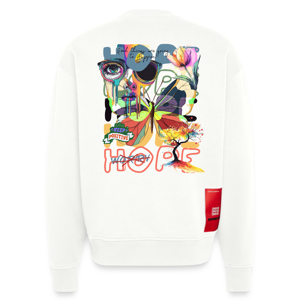 Tenebris, Schmetterling, 1st | Heavyweight Oversized Bio Sweater, Unisex - OFF WHITE