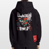 Zalzalak, Kaffee, 1st | Heavyweight Oversized Bio Hoodie, Unisex - SOLID BLACK